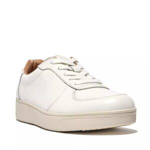 120$ FitFlop Rally Leather Panel Trainers Sneakers Shoes Women's Size 10 White